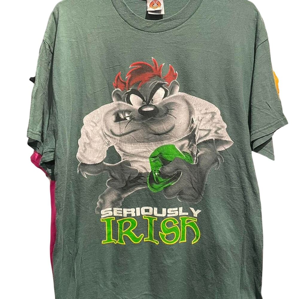 Vintage 90s Seriously Irish Taz 1997 Shirt Adult Large